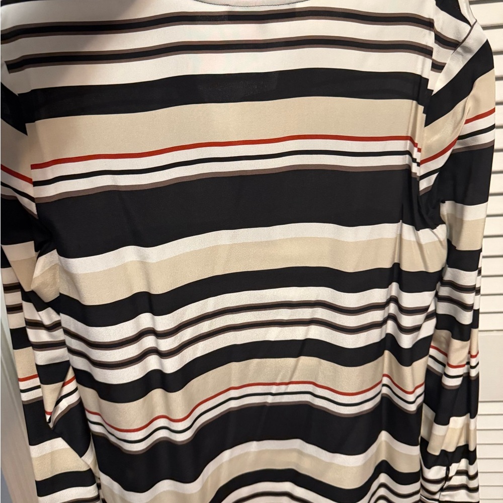 Lafayette Blackb Multicolor Striped V-Neck Blouse - Picture 4 of 4